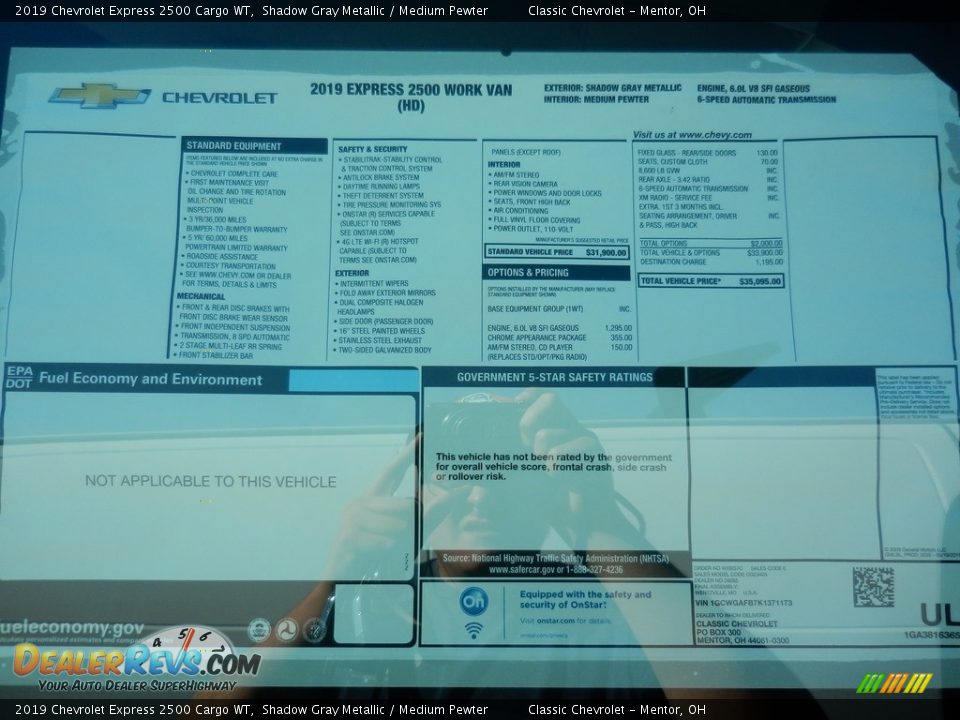 2019 Chevrolet Express 2500 Cargo WT Window Sticker Photo #8