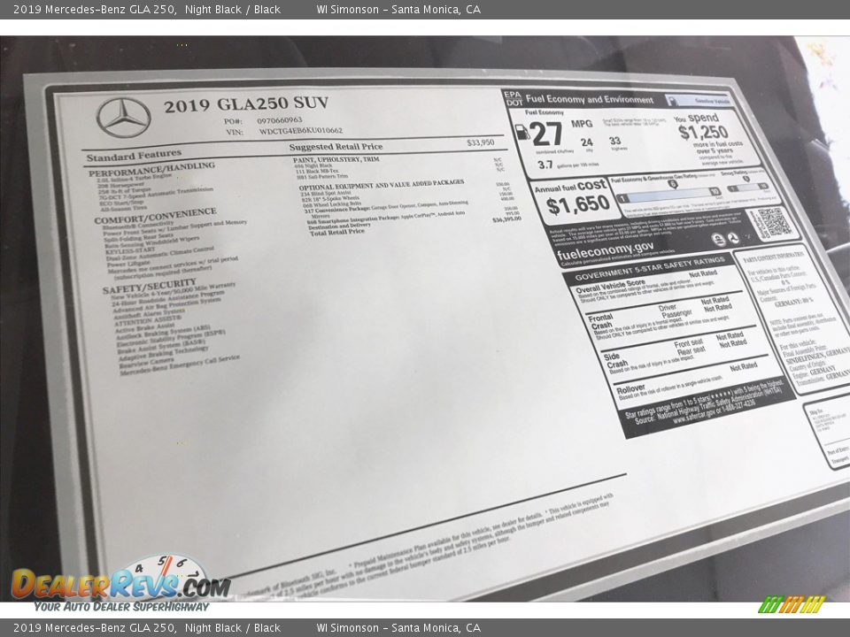 2019 Mercedes-Benz GLA 250 Night Black / Black Photo #10