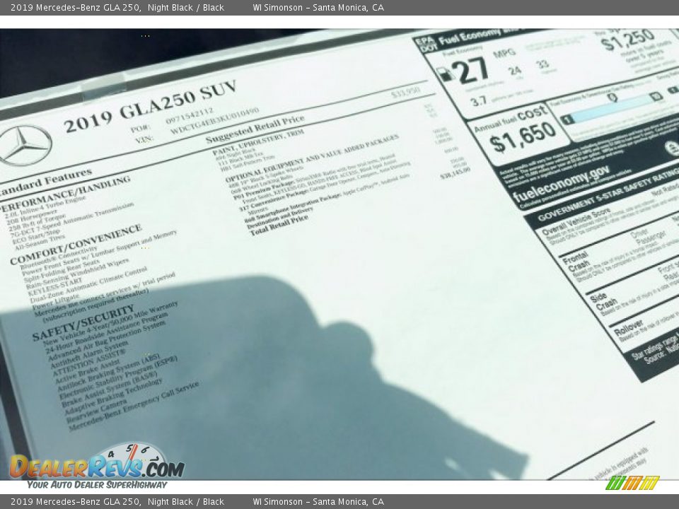 2019 Mercedes-Benz GLA 250 Night Black / Black Photo #10