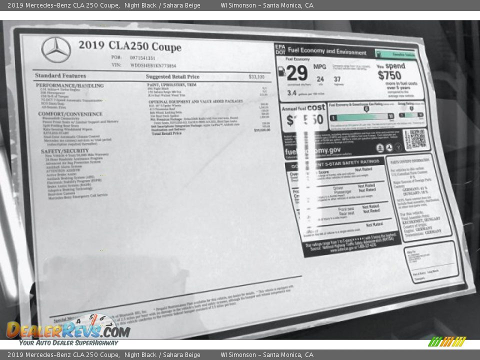 2019 Mercedes-Benz CLA 250 Coupe Night Black / Sahara Beige Photo #10