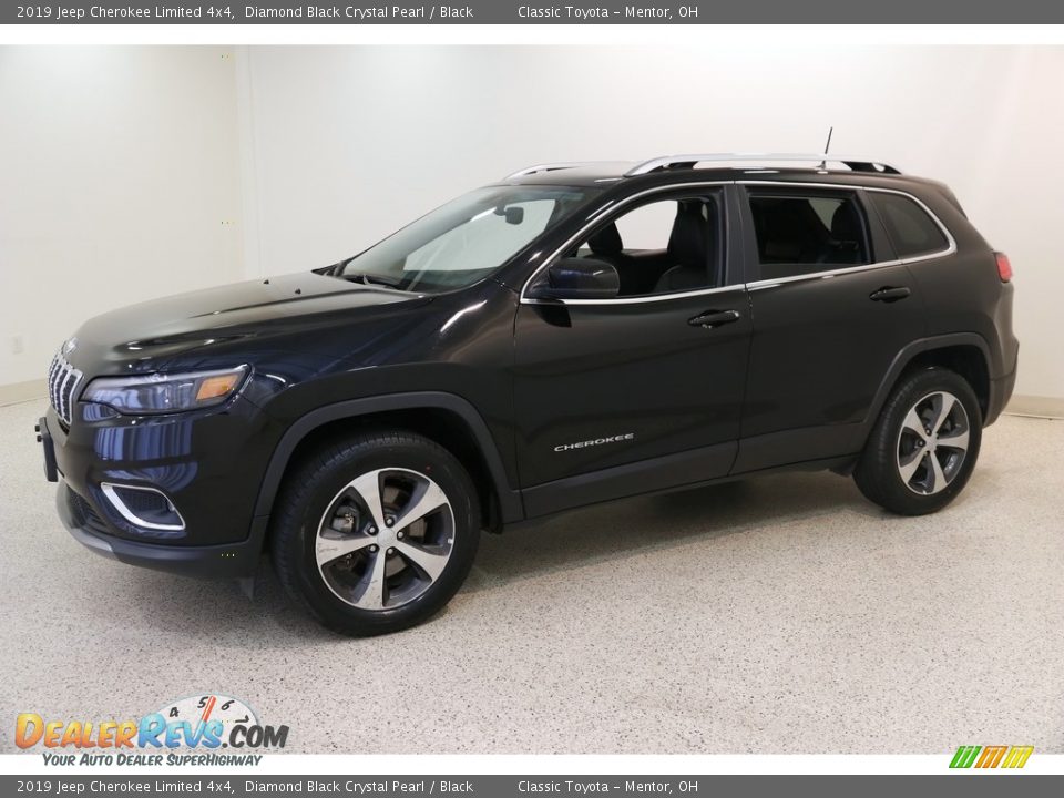2019 Jeep Cherokee Limited 4x4 Diamond Black Crystal Pearl / Black Photo #3