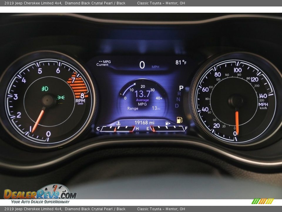 2019 Jeep Cherokee Limited 4x4 Diamond Black Crystal Pearl / Black Photo #8