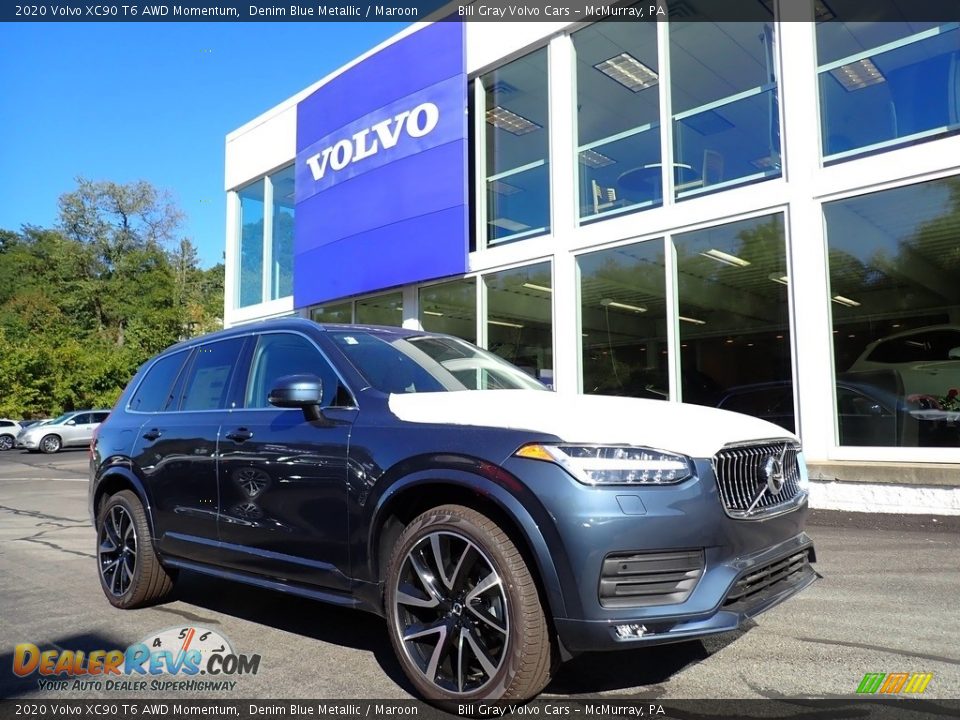 2020 Volvo XC90 T6 AWD Momentum Denim Blue Metallic / Maroon Photo #1