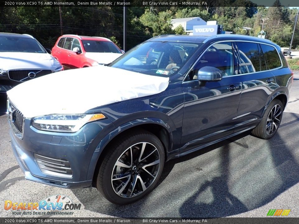 2020 Volvo XC90 T6 AWD Momentum Denim Blue Metallic / Maroon Photo #5