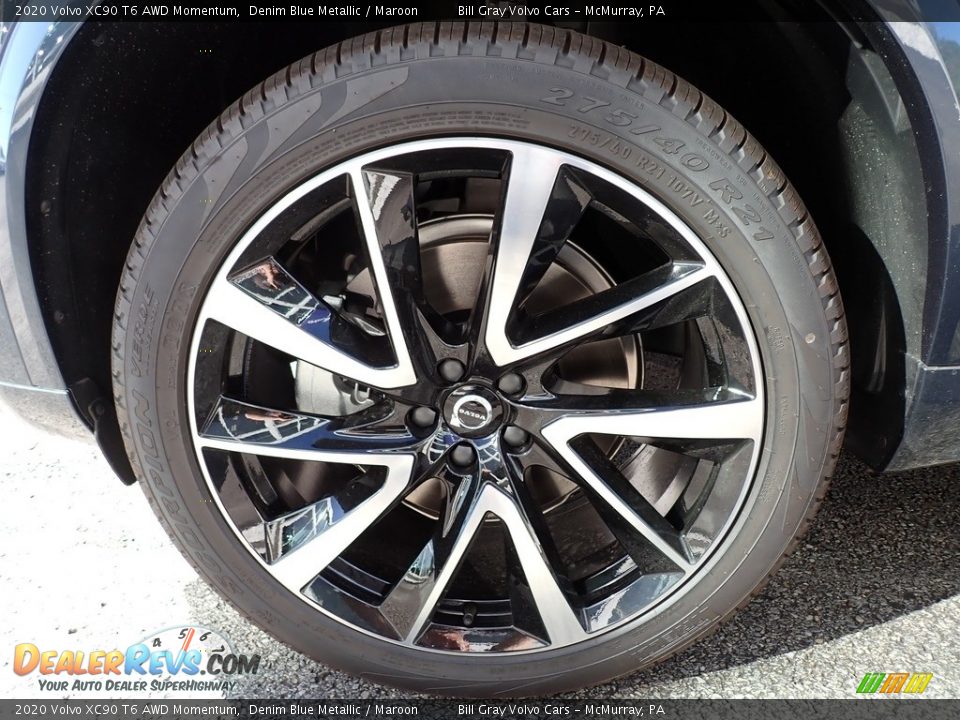 2020 Volvo XC90 T6 AWD Momentum Denim Blue Metallic / Maroon Photo #6