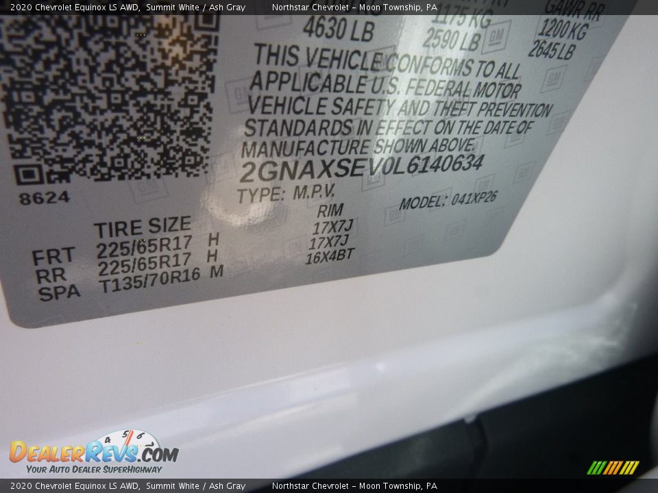 2020 Chevrolet Equinox LS AWD Summit White / Ash Gray Photo #16