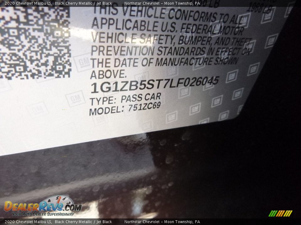 2020 Chevrolet Malibu LS Black Cherry Metallic / Jet Black Photo #16