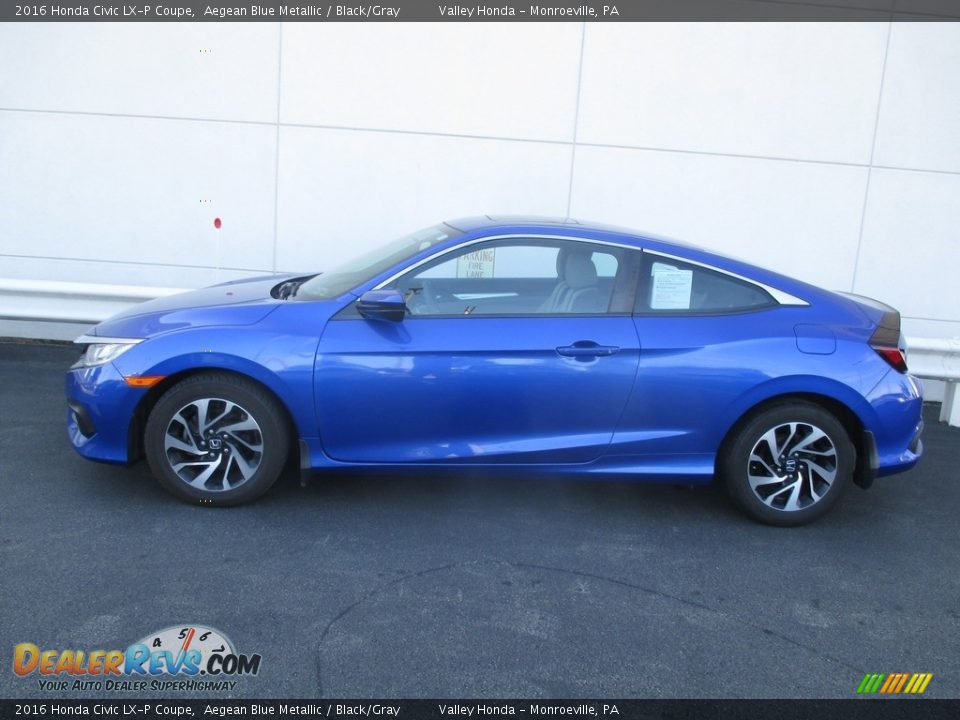 2016 Honda Civic LX-P Coupe Aegean Blue Metallic / Black/Gray Photo #2