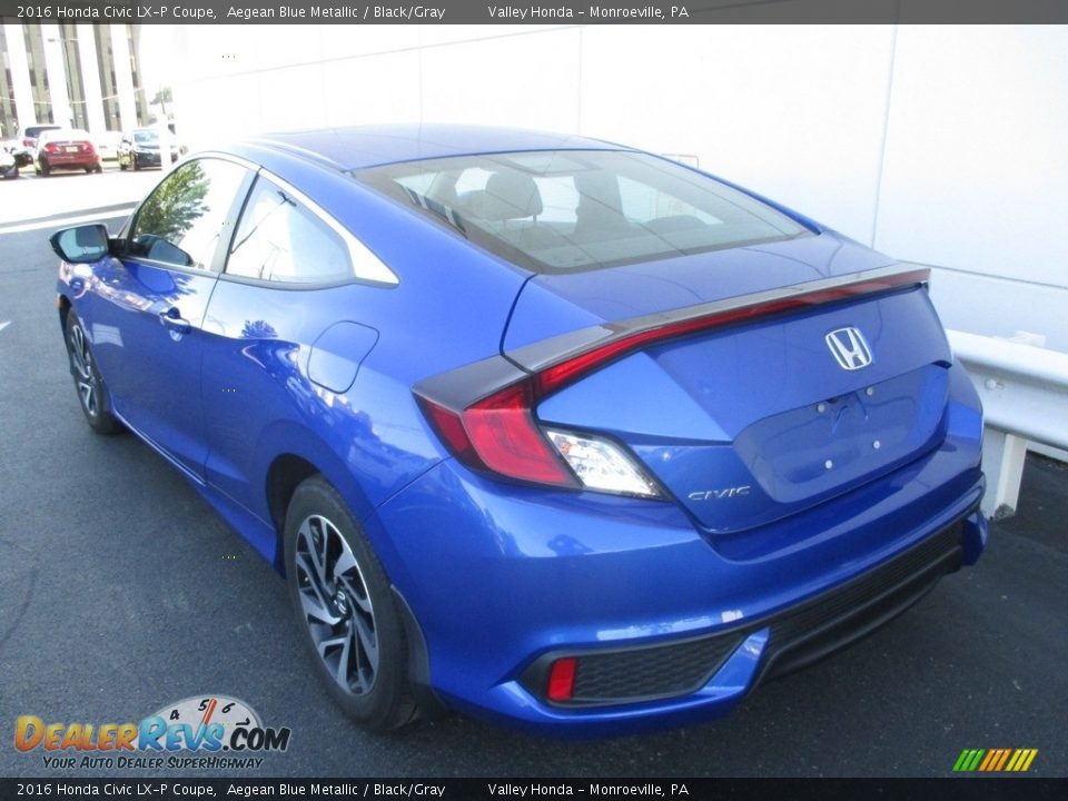 2016 Honda Civic LX-P Coupe Aegean Blue Metallic / Black/Gray Photo #3