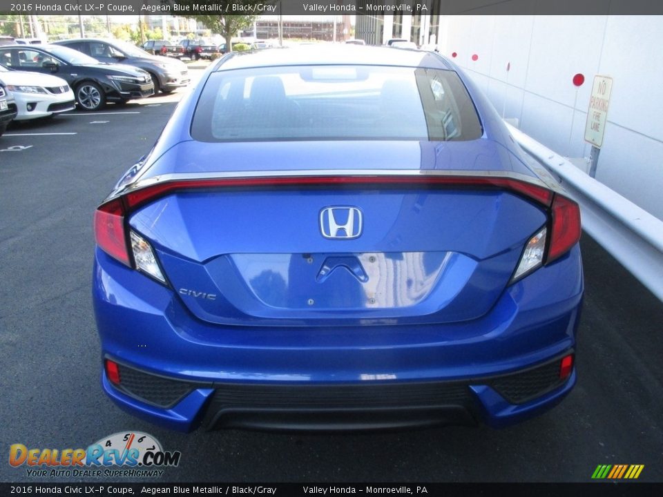 2016 Honda Civic LX-P Coupe Aegean Blue Metallic / Black/Gray Photo #4