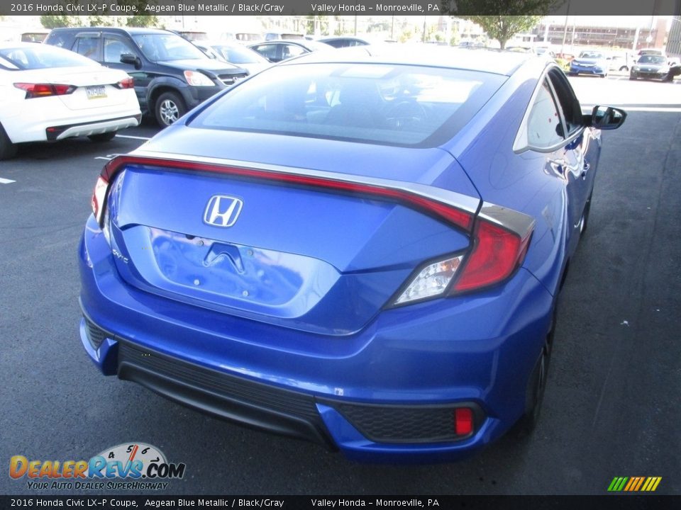 2016 Honda Civic LX-P Coupe Aegean Blue Metallic / Black/Gray Photo #5