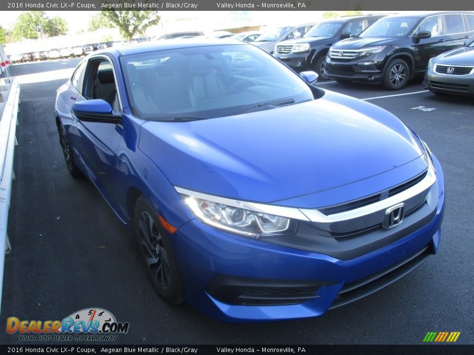 2016 Honda Civic LX-P Coupe Aegean Blue Metallic / Black/Gray Photo #7