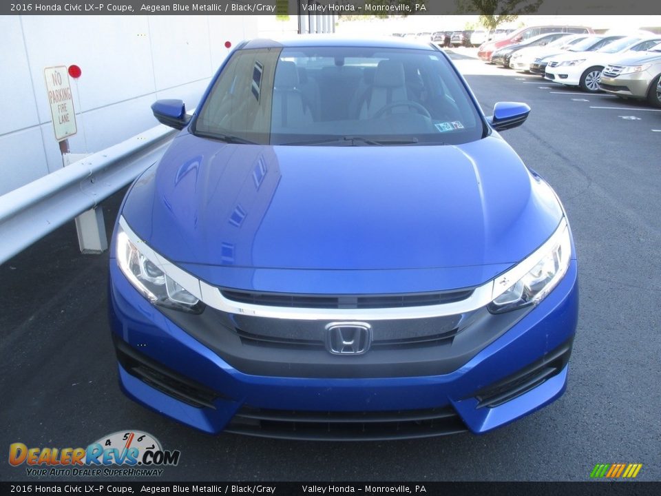 2016 Honda Civic LX-P Coupe Aegean Blue Metallic / Black/Gray Photo #8
