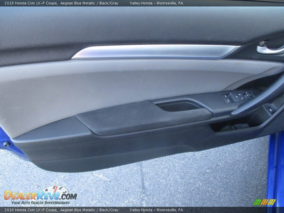 2016 Honda Civic LX-P Coupe Aegean Blue Metallic / Black/Gray Photo #10