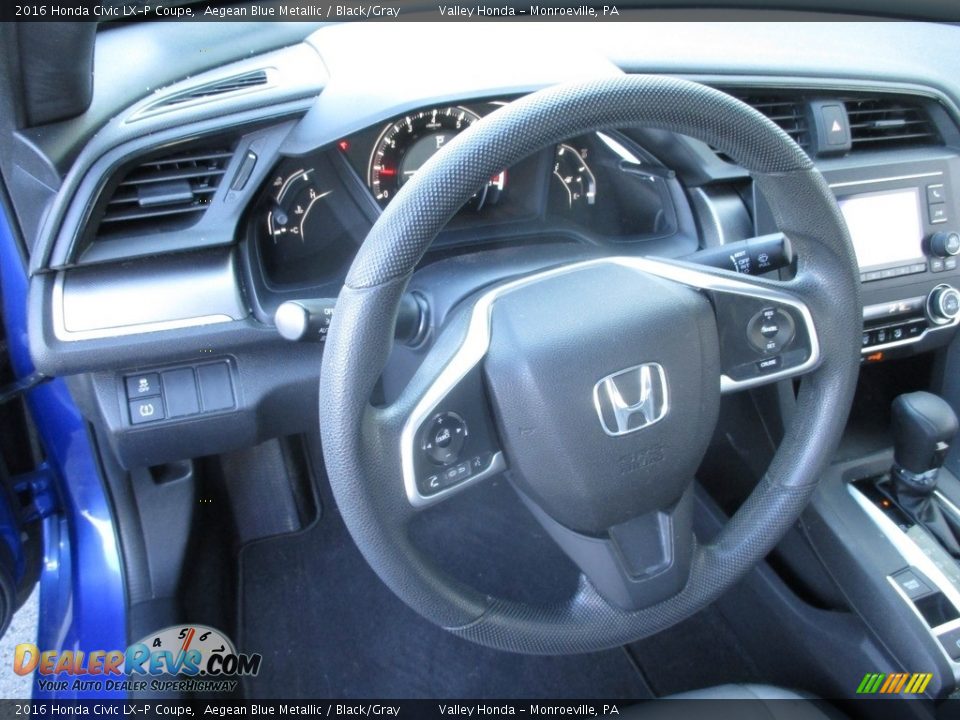 2016 Honda Civic LX-P Coupe Aegean Blue Metallic / Black/Gray Photo #14