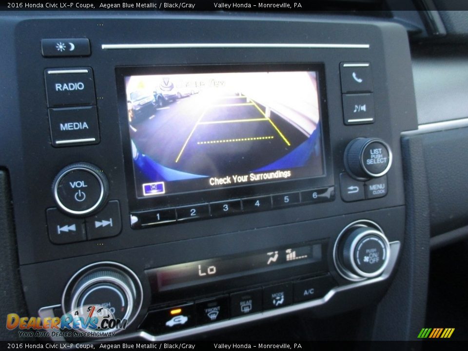 2016 Honda Civic LX-P Coupe Aegean Blue Metallic / Black/Gray Photo #17