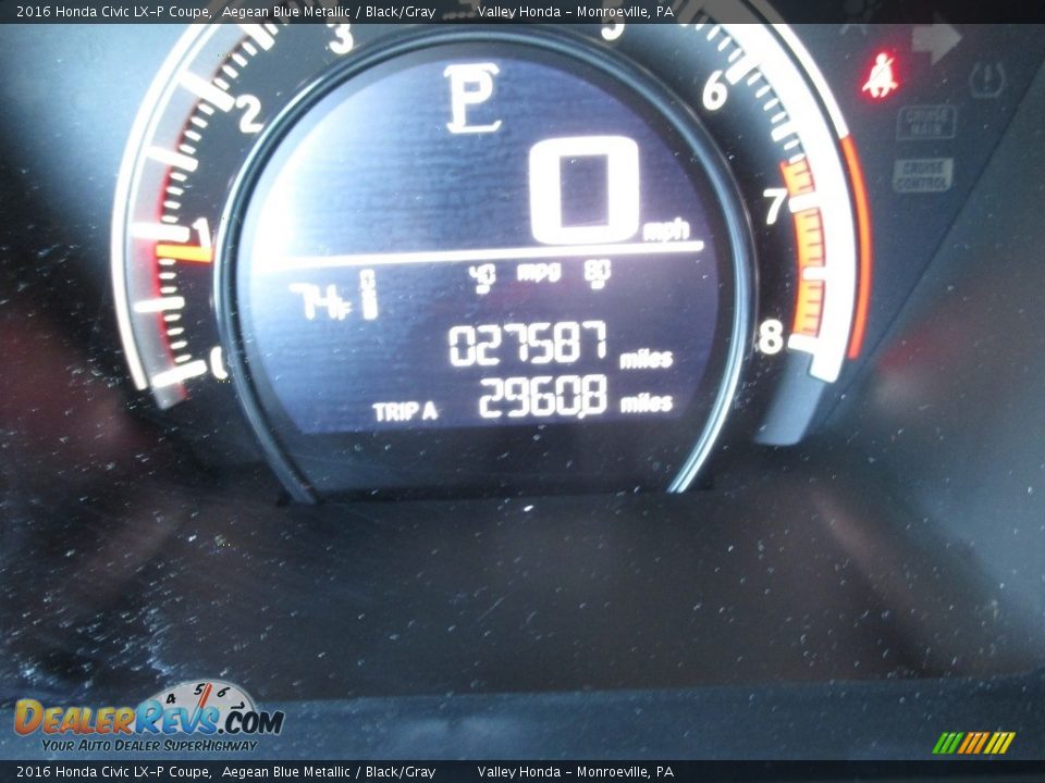 2016 Honda Civic LX-P Coupe Aegean Blue Metallic / Black/Gray Photo #20