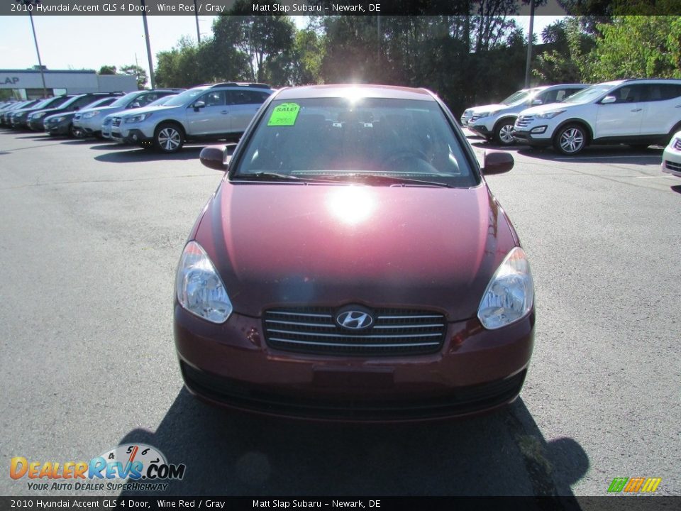 2010 Hyundai Accent GLS 4 Door Wine Red / Gray Photo #3