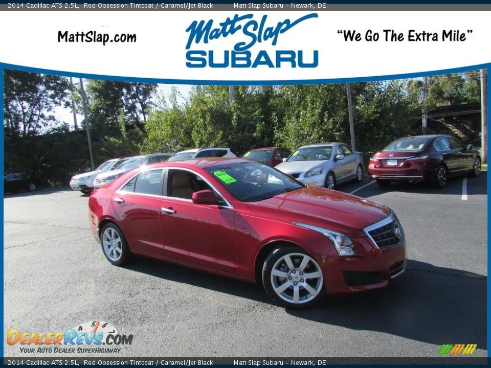 2014 Cadillac ATS 2.5L Red Obsession Tintcoat / Caramel/Jet Black Photo #1
