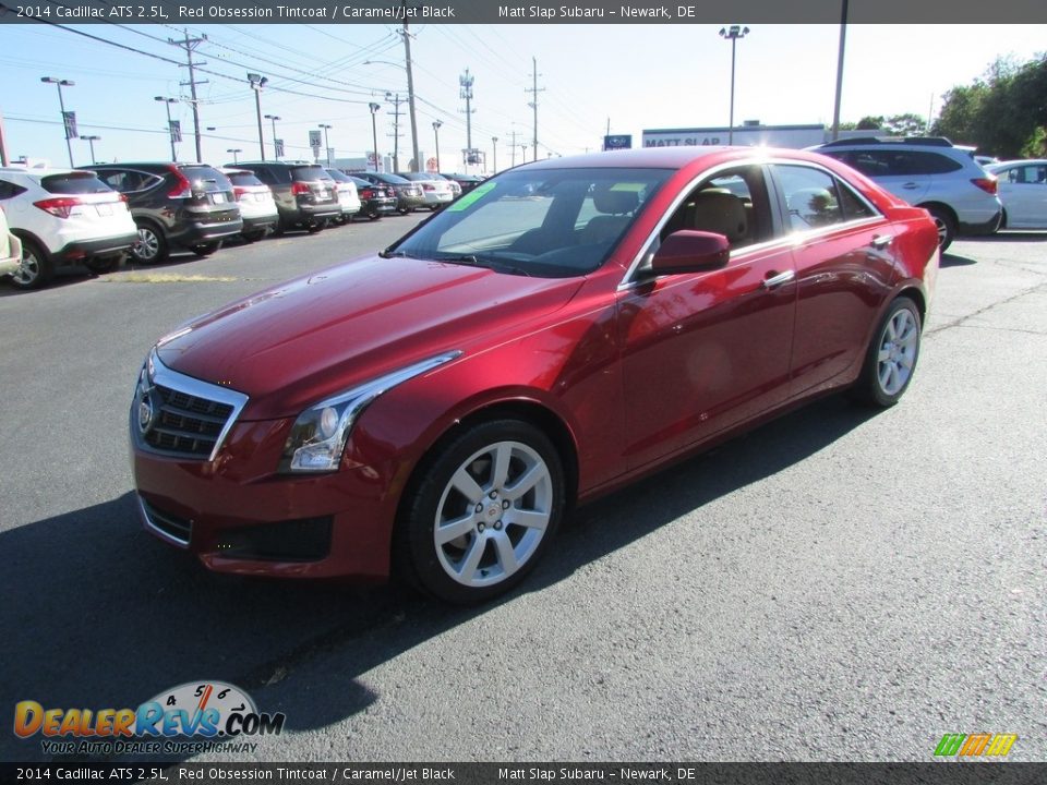 2014 Cadillac ATS 2.5L Red Obsession Tintcoat / Caramel/Jet Black Photo #2