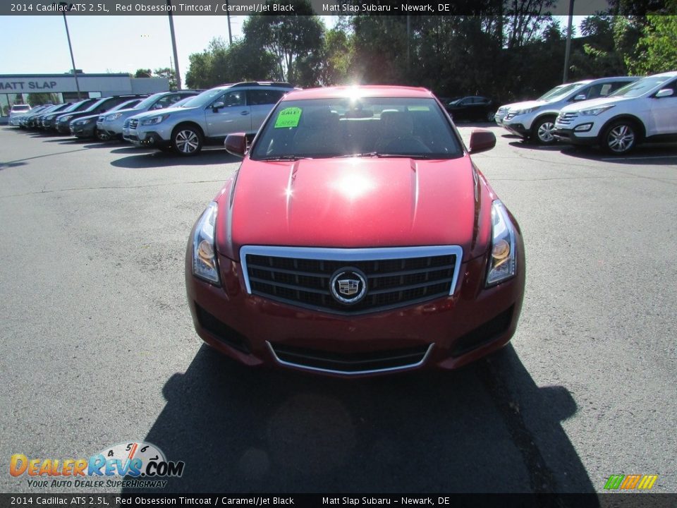 2014 Cadillac ATS 2.5L Red Obsession Tintcoat / Caramel/Jet Black Photo #3
