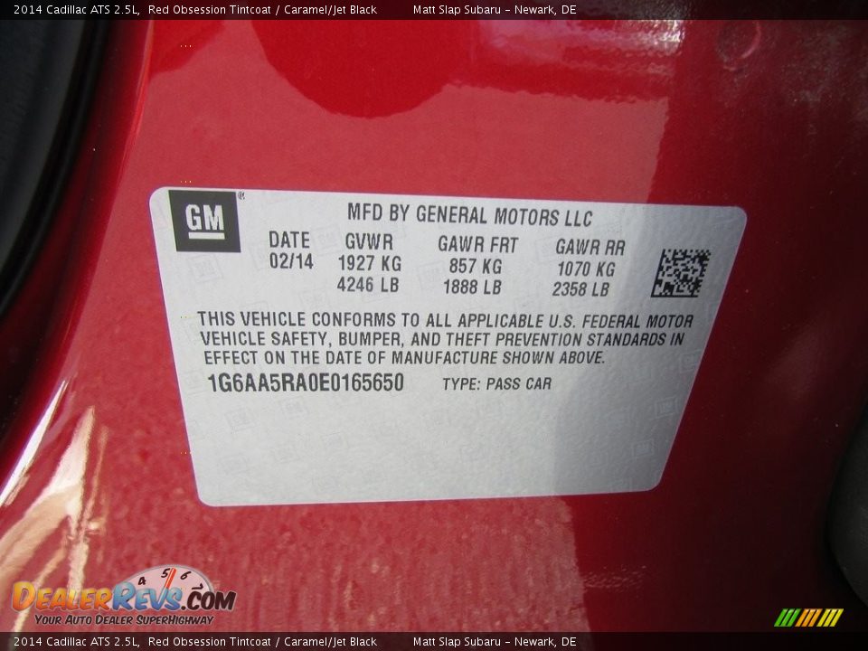 2014 Cadillac ATS 2.5L Red Obsession Tintcoat / Caramel/Jet Black Photo #29