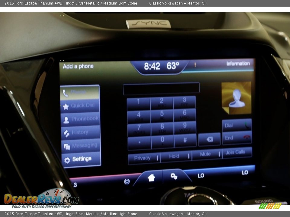 2015 Ford Escape Titanium 4WD Ingot Silver Metallic / Medium Light Stone Photo #12