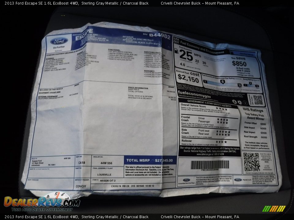 2013 Ford Escape SE 1.6L EcoBoost 4WD Sterling Gray Metallic / Charcoal Black Photo #31