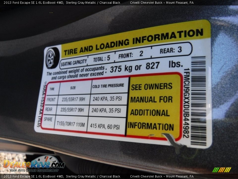 2013 Ford Escape SE 1.6L EcoBoost 4WD Sterling Gray Metallic / Charcoal Black Photo #33