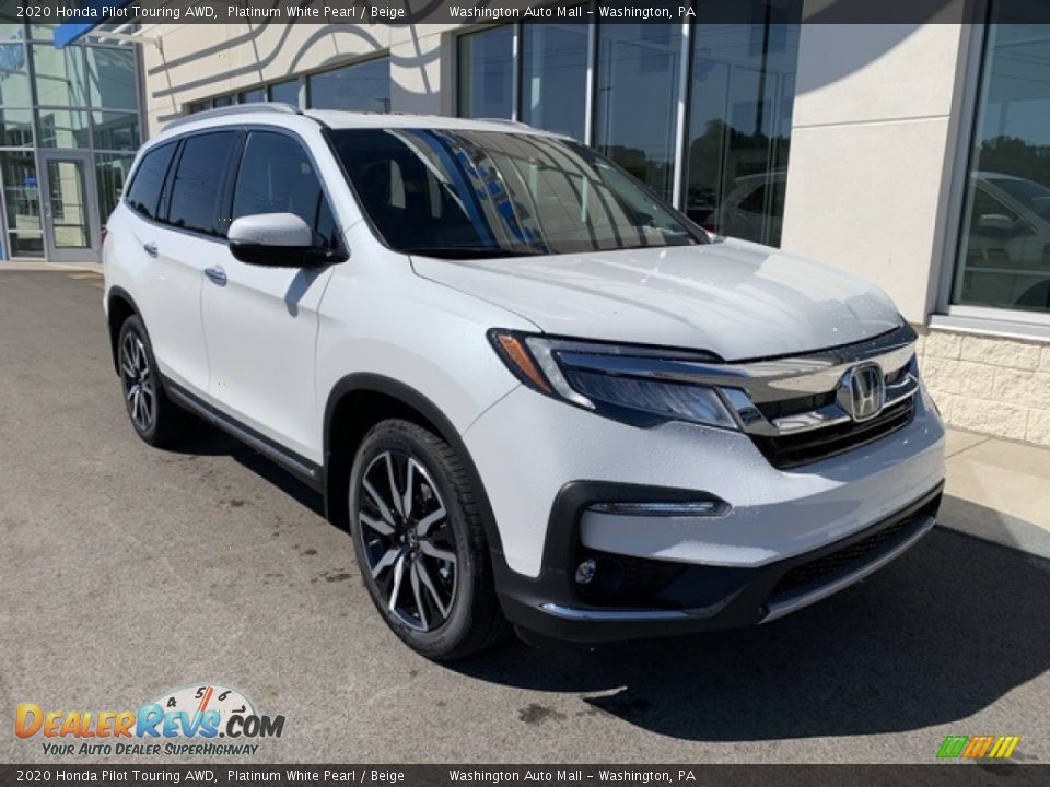 2020 Honda Pilot Touring AWD Platinum White Pearl / Beige Photo #2