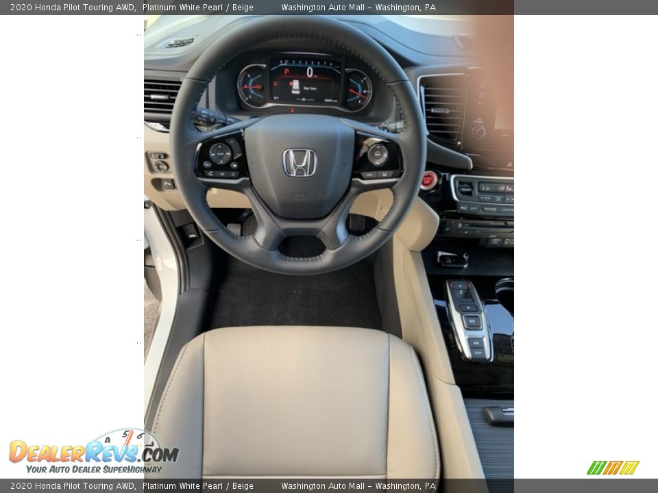 2020 Honda Pilot Touring AWD Platinum White Pearl / Beige Photo #13