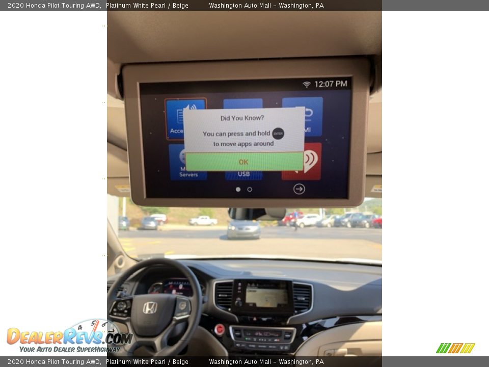 2020 Honda Pilot Touring AWD Platinum White Pearl / Beige Photo #33