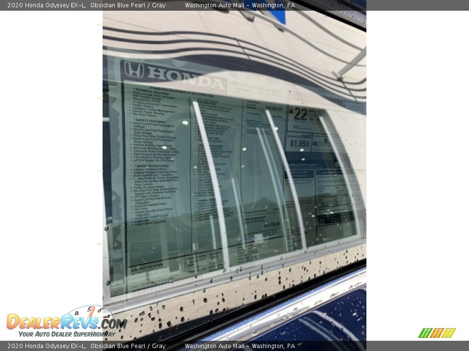 2020 Honda Odyssey EX-L Obsidian Blue Pearl / Gray Photo #15