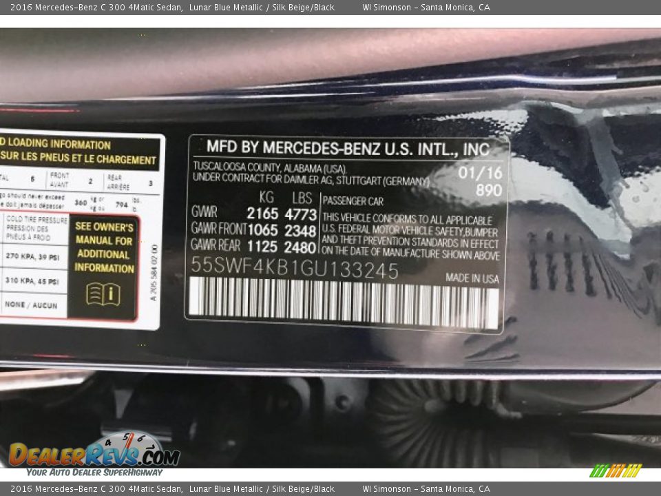 2016 Mercedes-Benz C 300 4Matic Sedan Lunar Blue Metallic / Silk Beige/Black Photo #24