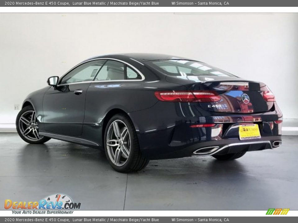 2020 Mercedes-Benz E 450 Coupe Lunar Blue Metallic / Macchiato Beige/Yacht Blue Photo #2