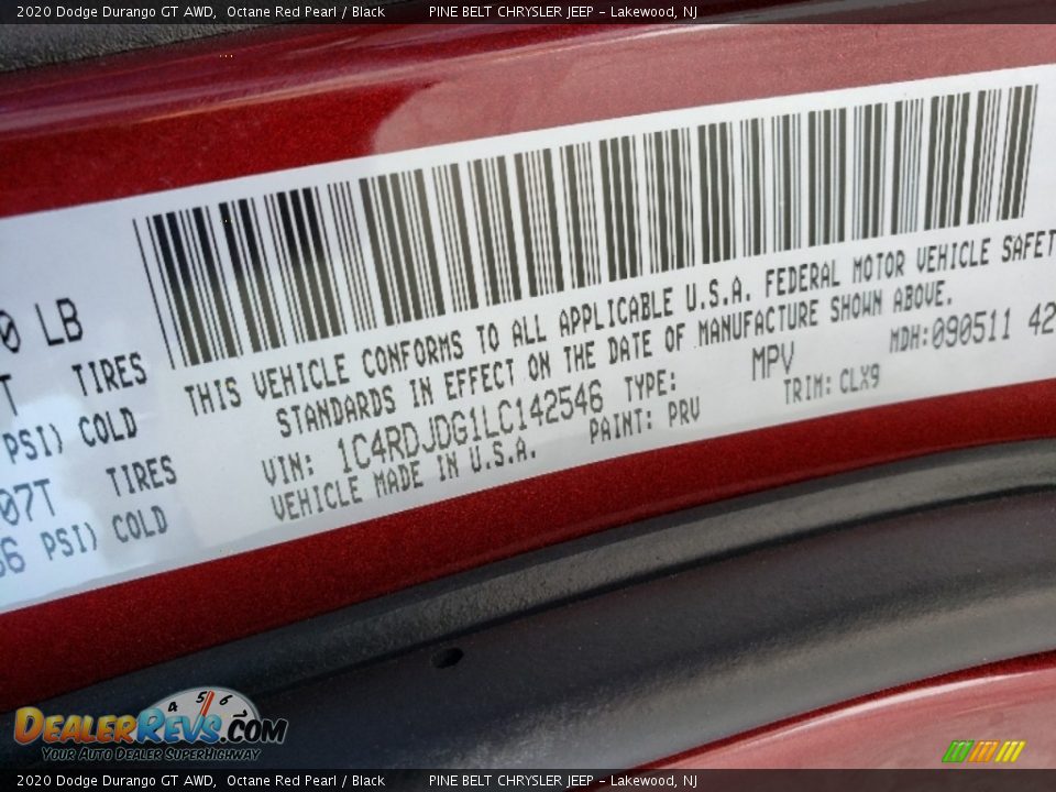2020 Dodge Durango GT AWD Octane Red Pearl / Black Photo #9