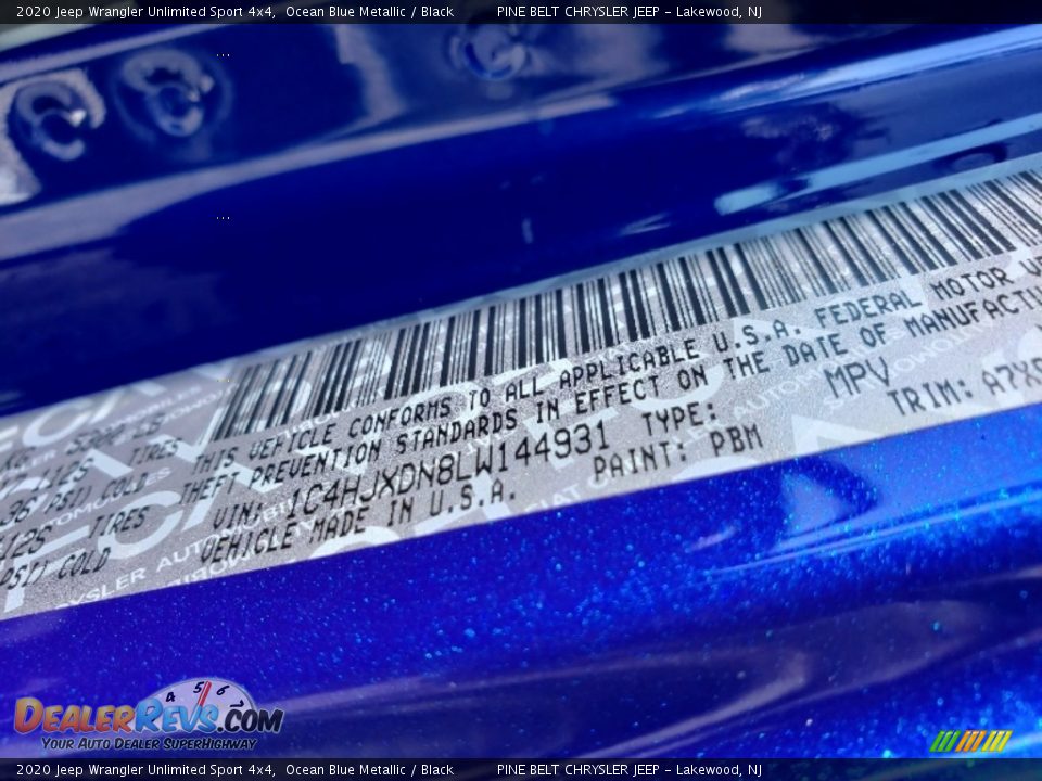 2020 Jeep Wrangler Unlimited Sport 4x4 Ocean Blue Metallic / Black Photo #9