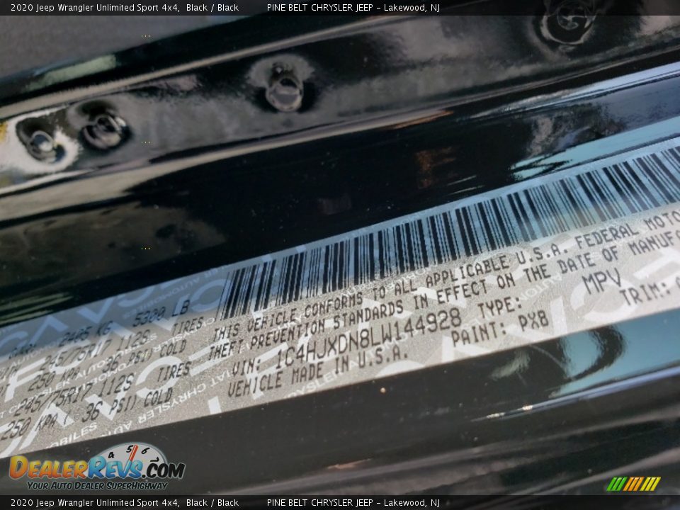 2020 Jeep Wrangler Unlimited Sport 4x4 Black / Black Photo #9