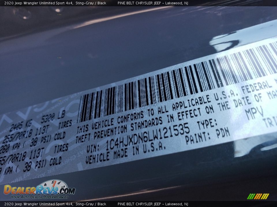 2020 Jeep Wrangler Unlimited Sport 4x4 Sting-Gray / Black Photo #9