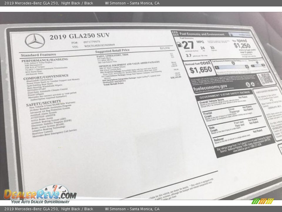 2019 Mercedes-Benz GLA 250 Night Black / Black Photo #10
