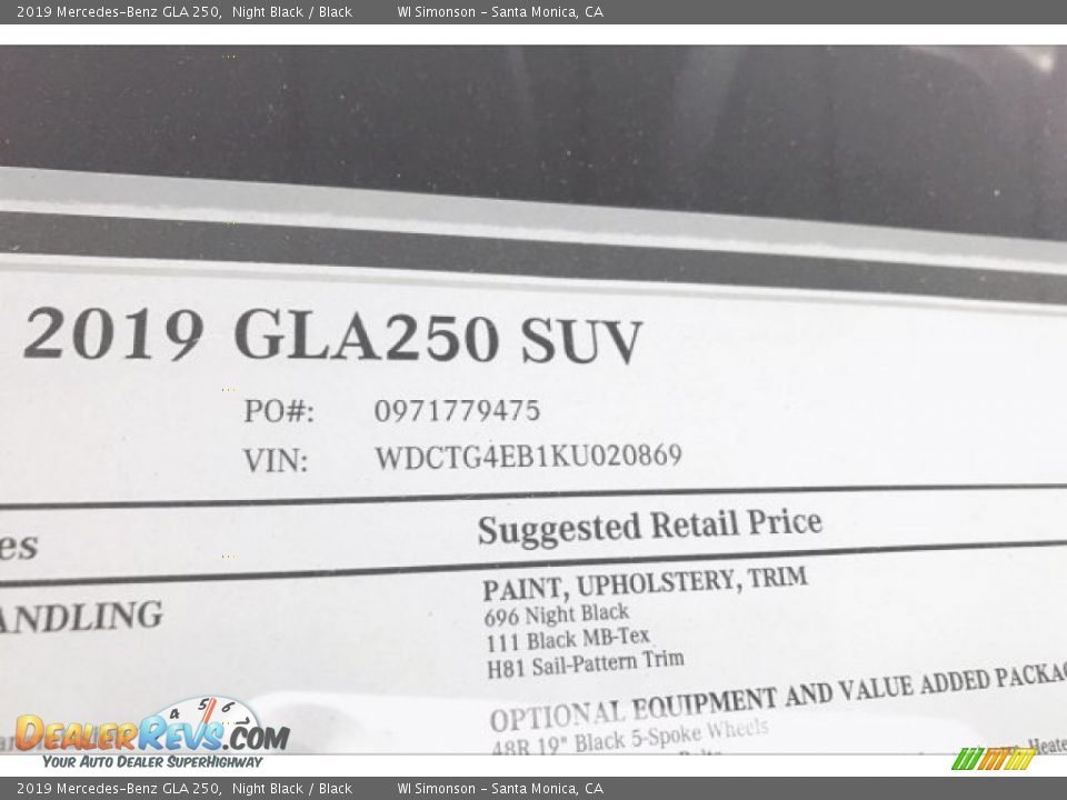 2019 Mercedes-Benz GLA 250 Night Black / Black Photo #11
