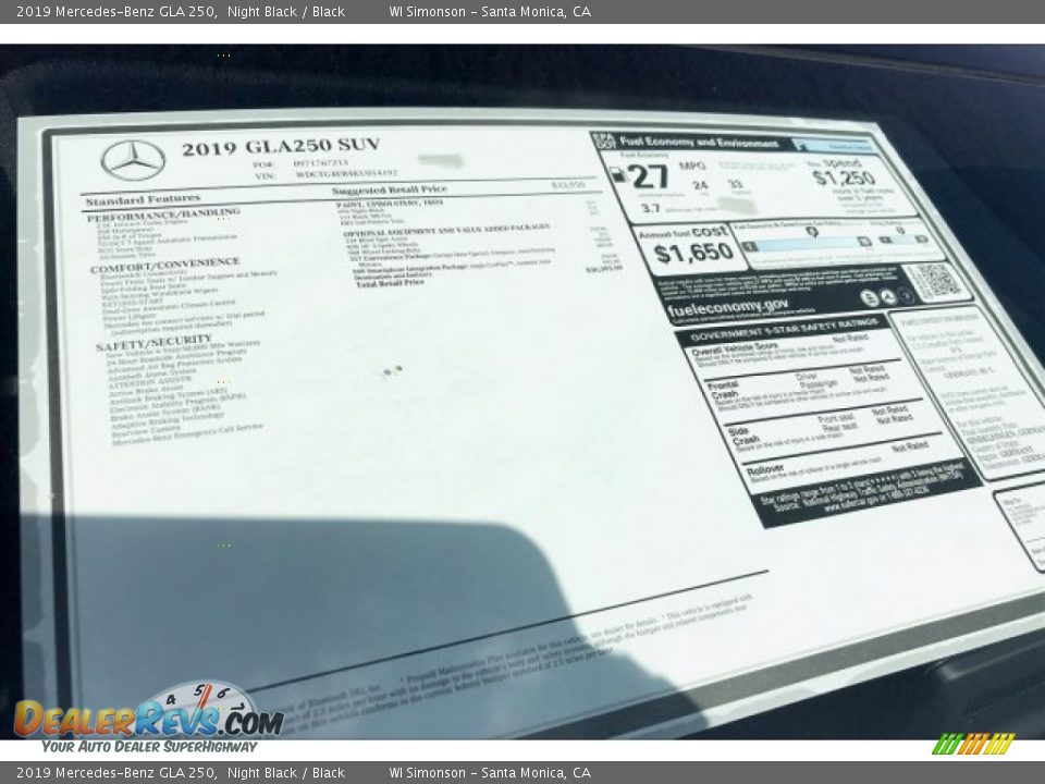 2019 Mercedes-Benz GLA 250 Night Black / Black Photo #10