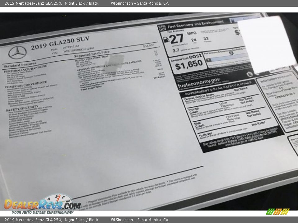 2019 Mercedes-Benz GLA 250 Night Black / Black Photo #10