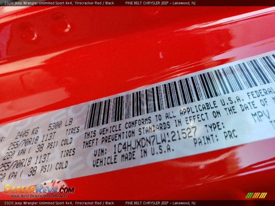 2020 Jeep Wrangler Unlimited Sport 4x4 Firecracker Red / Black Photo #9