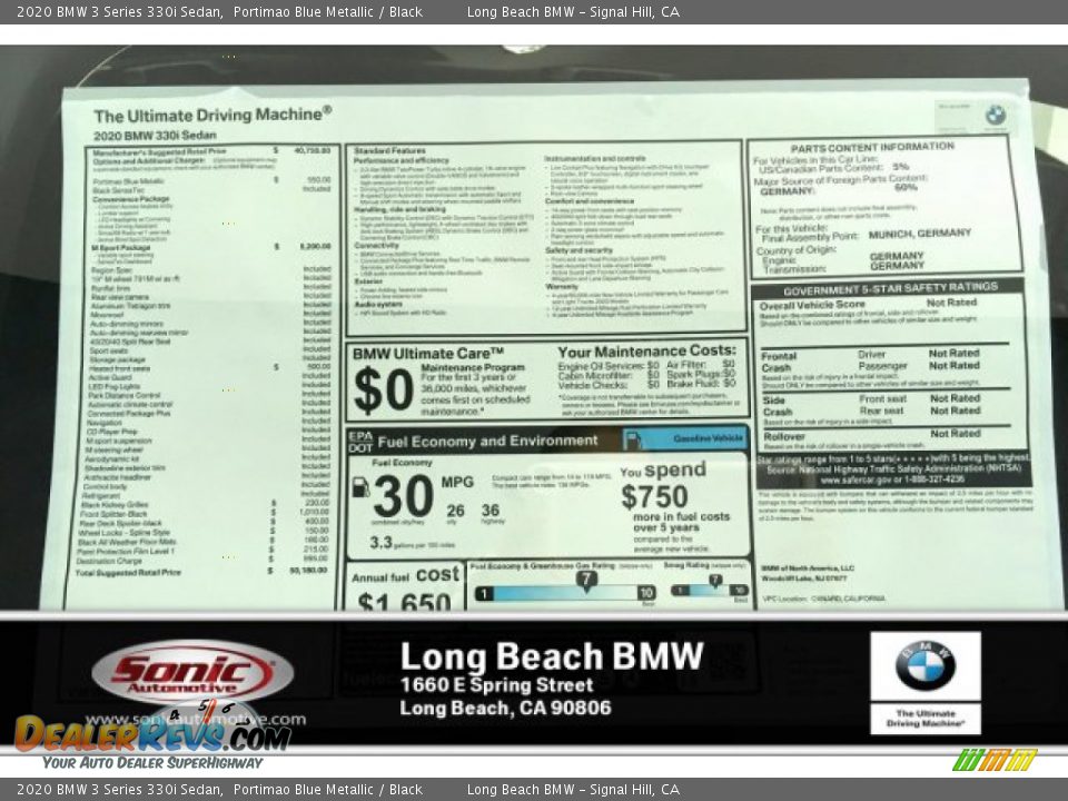 2020 BMW 3 Series 330i Sedan Portimao Blue Metallic / Black Photo #10