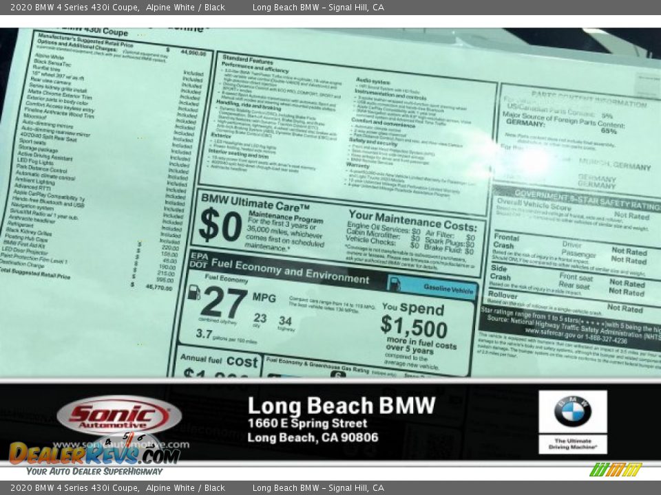 2020 BMW 4 Series 430i Coupe Alpine White / Black Photo #10