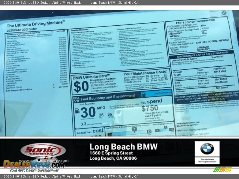 2020 BMW 3 Series 330i Sedan Alpine White / Black Photo #10