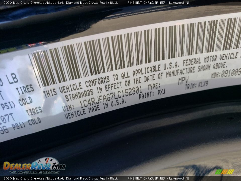 2020 Jeep Grand Cherokee Altitude 4x4 Diamond Black Crystal Pearl / Black Photo #9