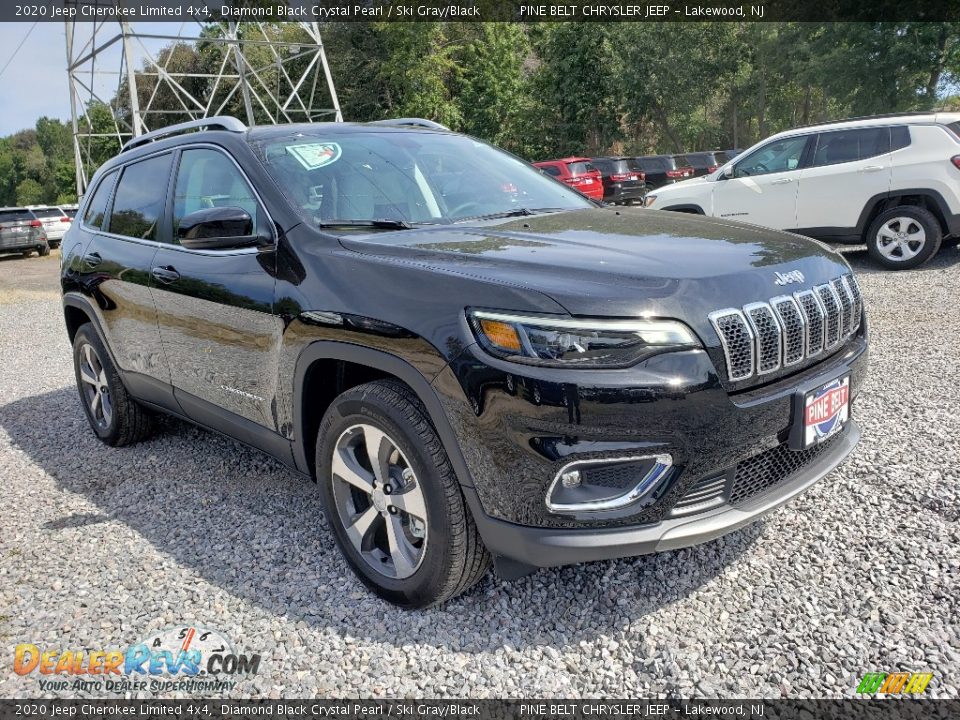 2020 Jeep Cherokee Limited 4x4 Diamond Black Crystal Pearl / Ski Gray/Black Photo #1
