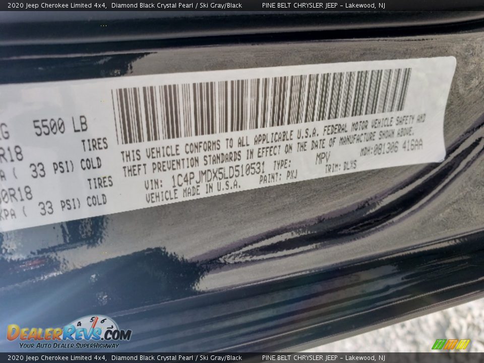 2020 Jeep Cherokee Limited 4x4 Diamond Black Crystal Pearl / Ski Gray/Black Photo #9